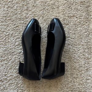 Ros Hommerson Black Ballet Flats Silver Buckle Size 7